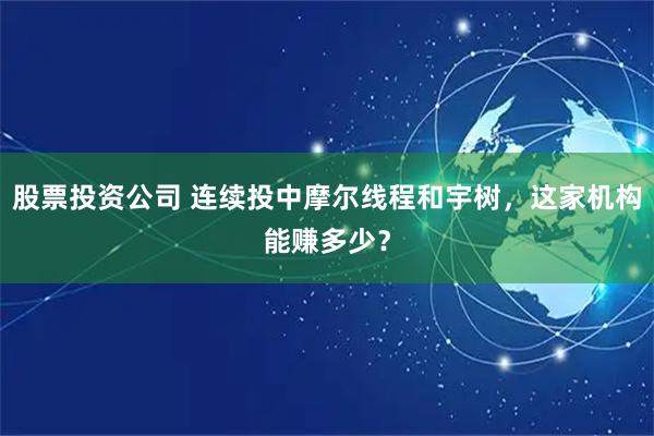 股票投资公司 连续投中摩尔线程和宇树，这家机构能赚多少？
