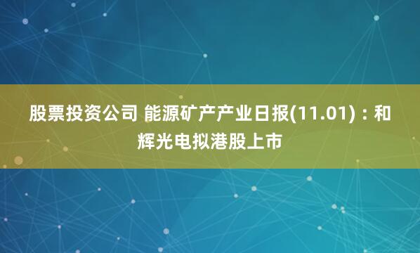 股票投资公司 能源矿产产业日报(11.01) : 和辉光电拟港股上市
